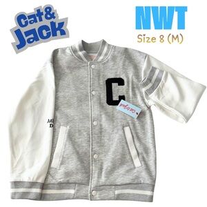 Boys Varsity Jacket Heather Gray NWT Size M Baseball Style